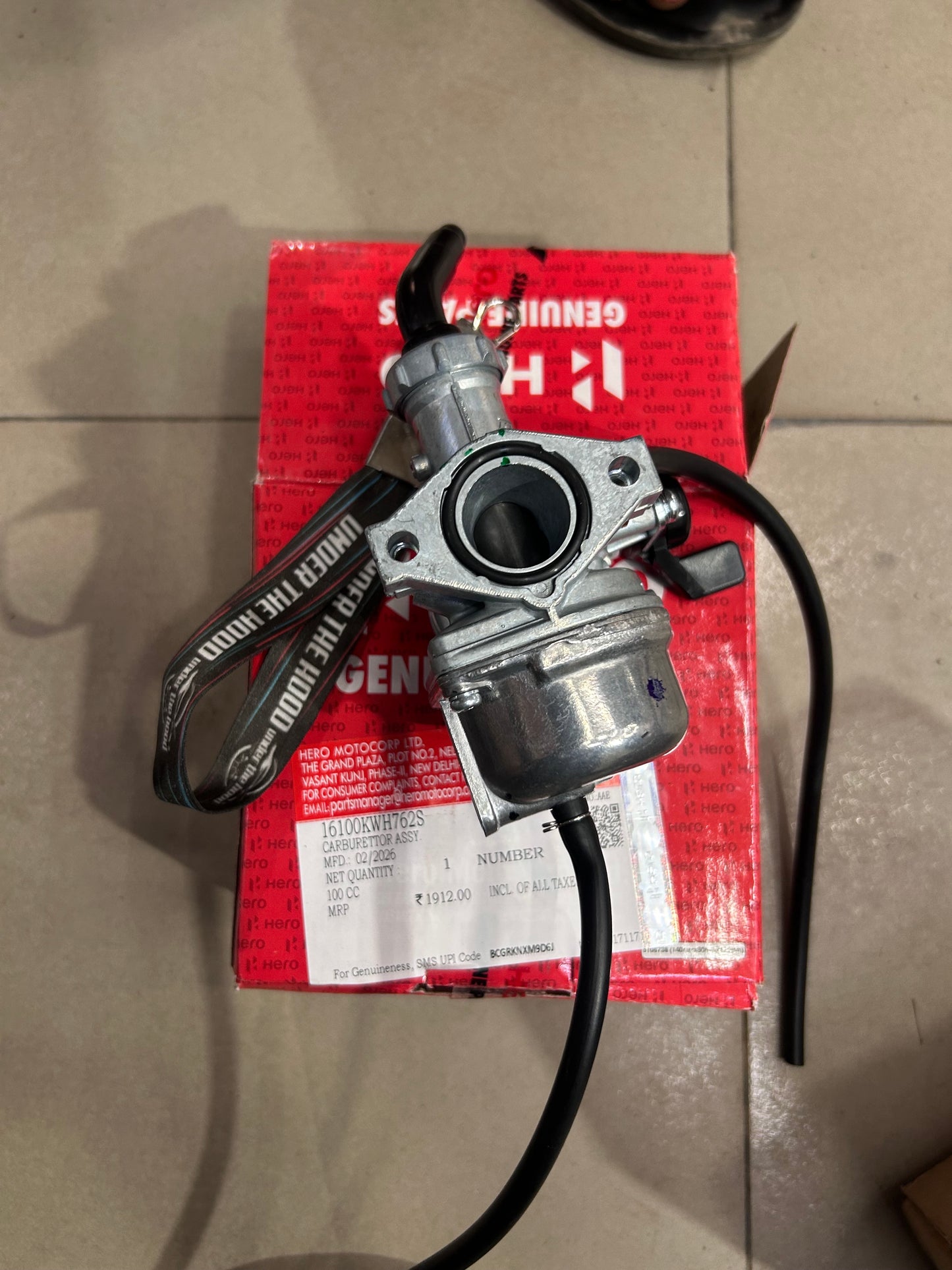 Hero Genuine Carburettor Assembly (Carburetor Assy) for Splendor+ / Passion Plus | Part No 16100KCC942S New Part Number 16100KWH762S