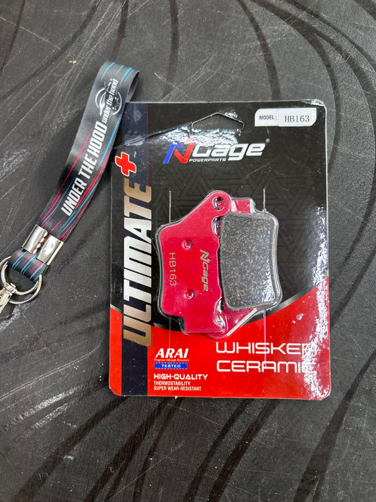NGage HB 163 Whisker Ceramic Ultimate+ Rear Brake Pads – Interceptor/GT 650, Himalayan 450, Guerrilla 450, Meteor/Hunter 350, KTM Duke/RC, Triumph 400 & More
