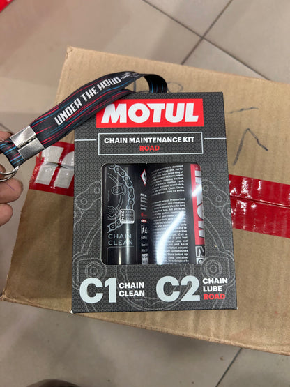 Motul Chain Maintenance Kit – C1 Chain Cleaner + C2 Chain Lube Road (150ml Each) – Motorcycle O-Ring/X-Ring/Z-Ring Compatible