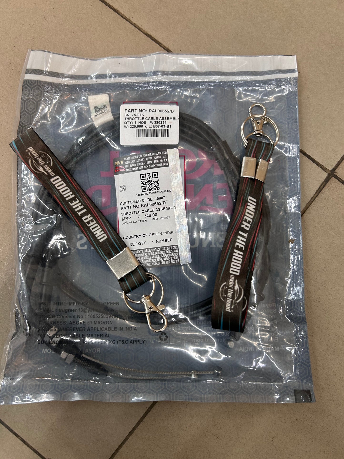 Royal Enfield Interceptor/GT 650 Accelerator Cable Royal Enfield 576047/D – Throttle Cable Assembly (Twin Cable) for GT 650 & Interceptor 650