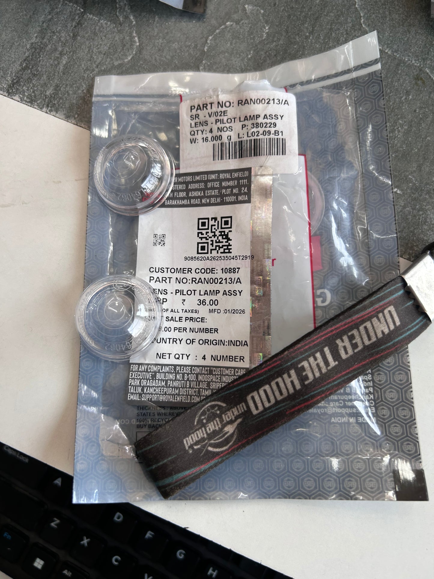 Royal Enfield Pilot Lamp Lens / Parking Light Lens (W5W Pilot Lamp Assy) – RAN00213/A | Bullet / Classic / Electra (Verify by Part No.)