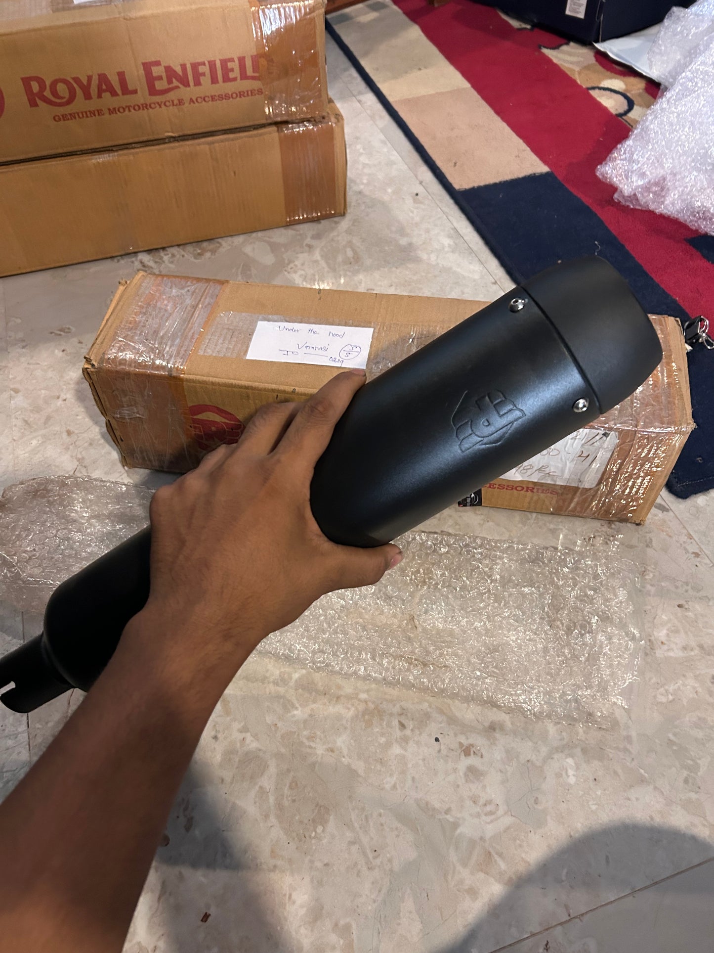 Royal Enfield 1990727 Black Tapered Silencer-IN — OEM Black Exhaust for Classic UCE