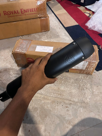 Royal Enfield 1990727 Black Tapered Silencer-IN — OEM Black Exhaust for Classic UCE
