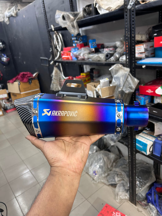 Akrapovic Style Universal Hexa-Cut Slip-On Exhaust with Removable DB-Killer – Carbon, Matte Black & Silver – Fits 36–51 mm Clamp (Universal Motorcycle Muffler)