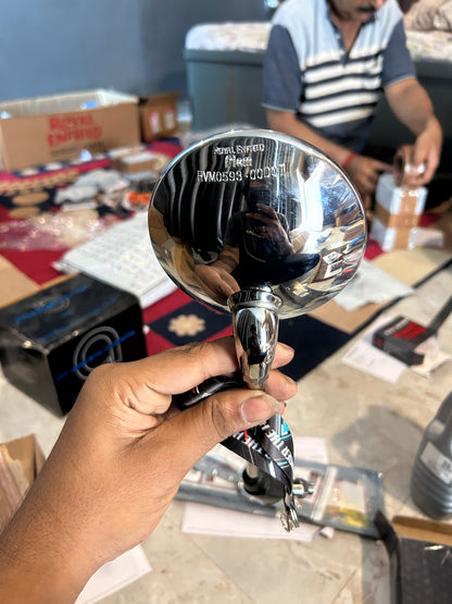 Royal Enfield RAL00277/E – LH Chrome Rear-View Mirror (Left Side, Handlebar Mount) for Meteor 350 (BS6), Classic 350 & Bullet 350