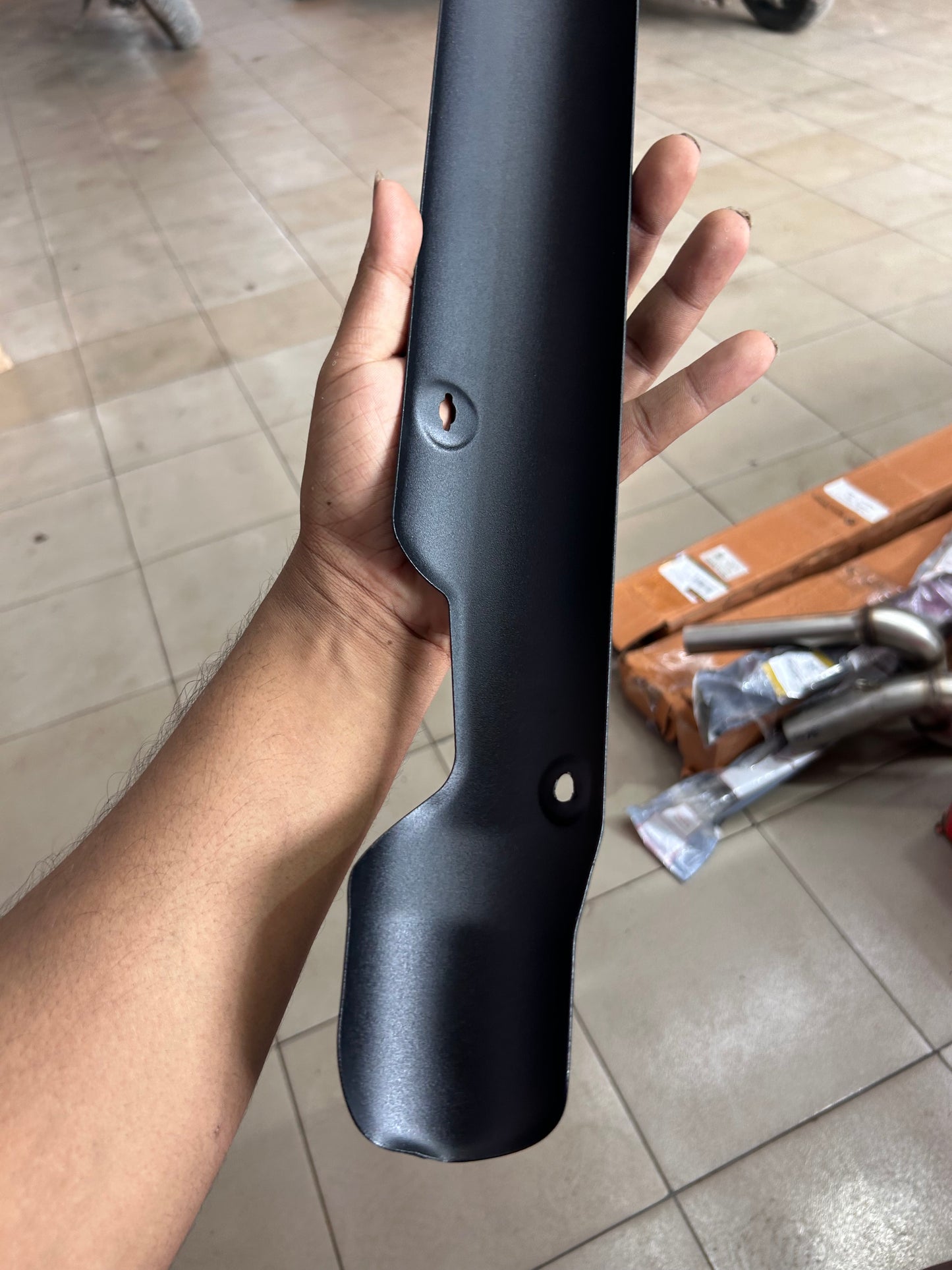 Royal Enfield RLX00493/E – Exhaust Pipe Guard (CED Black) | OEM for New Bullet 350 & Classic 350 Reborn (J-Series)