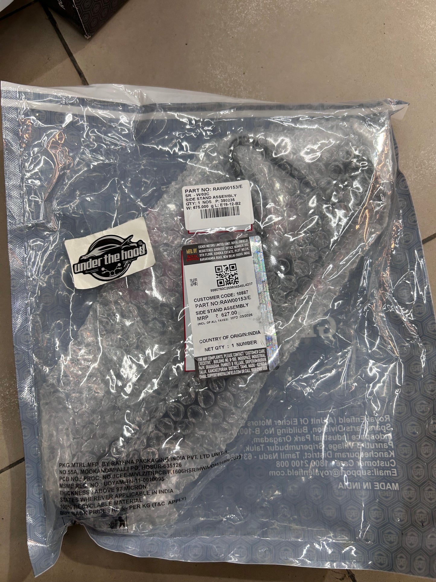 Royal Enfield RAW00153/E Side Stand Assembly – OEM Side-Kickstand for Himalayan 411
