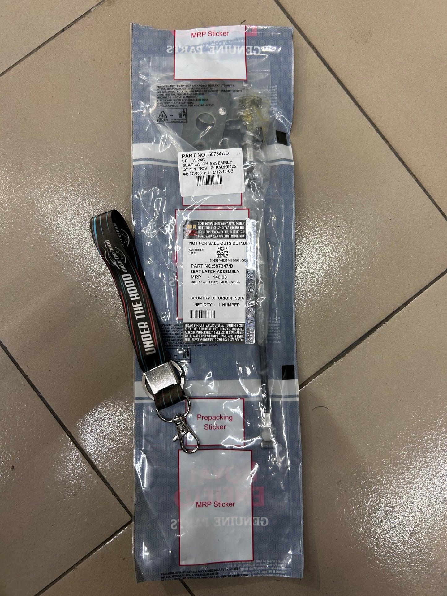 Royal Enfield Himalayan 411 Seat Latch Assembly 587347/D