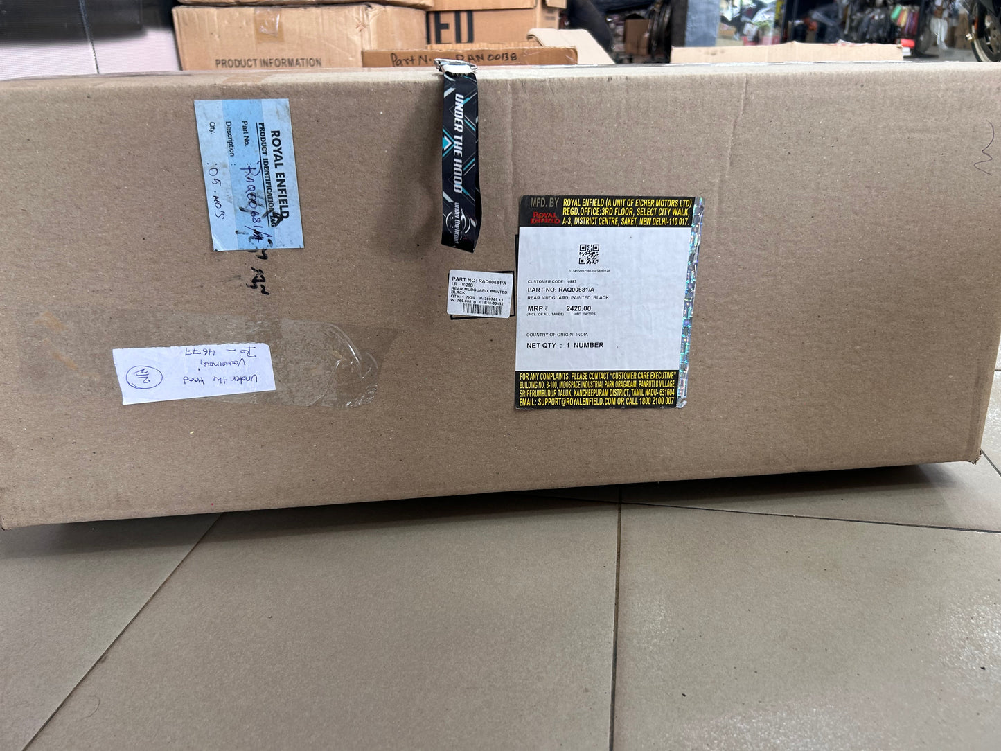 Royal Enfield RAQ00681/A – Rear Mudguard (Painted Black) | Genuine OEM for Hunter 350 (Dapper, Metro, Metro Rebel, Retro/Factory)