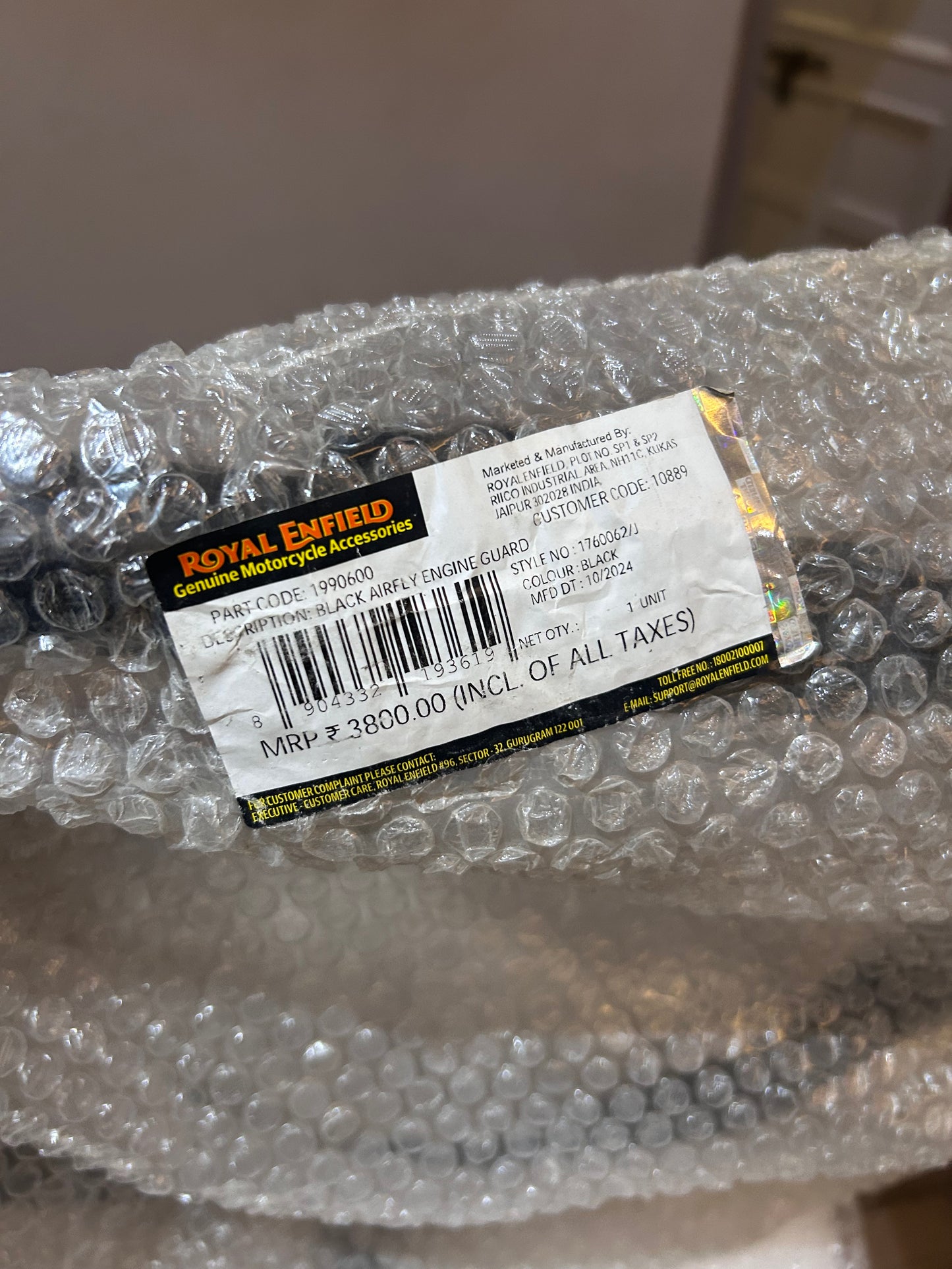 Royal Enfield 1990600 Black Airfly Engine Guard — OEM 32 mm Crash Bar for Bullet 350/500 & Electra 350 (UCE)