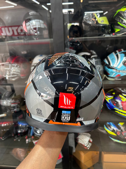 MT Thunder 3 Pro Full-Face Helmet – Enigma B14 Fluor Gloss | ECE R22.05, DOT, ISI Certified, SHARP 4-Star (All Sizes)
