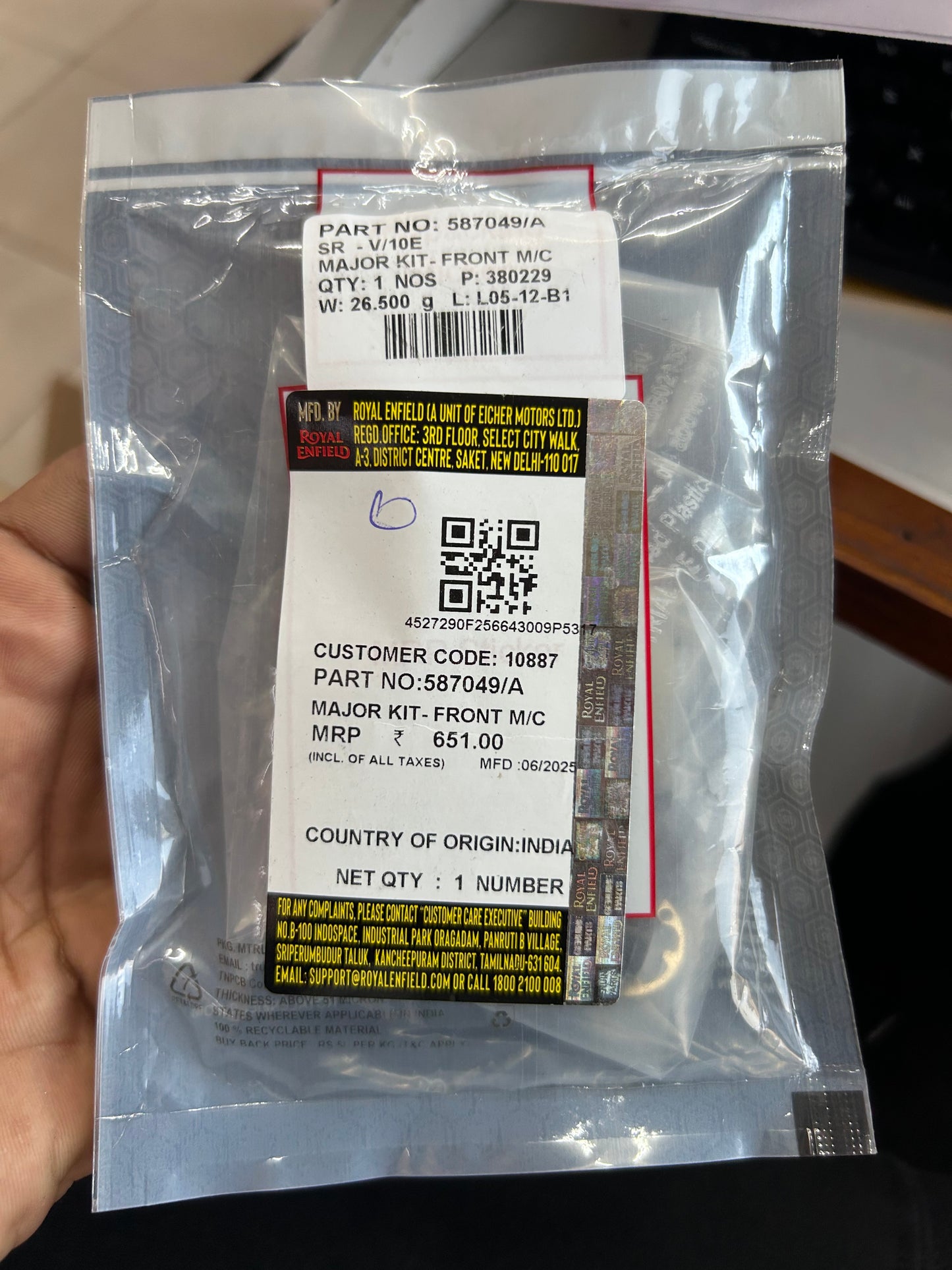 Royal Enfield Master Cylinder Major Kit 587049/A – OEM for Himalayan, Interceptor & GT