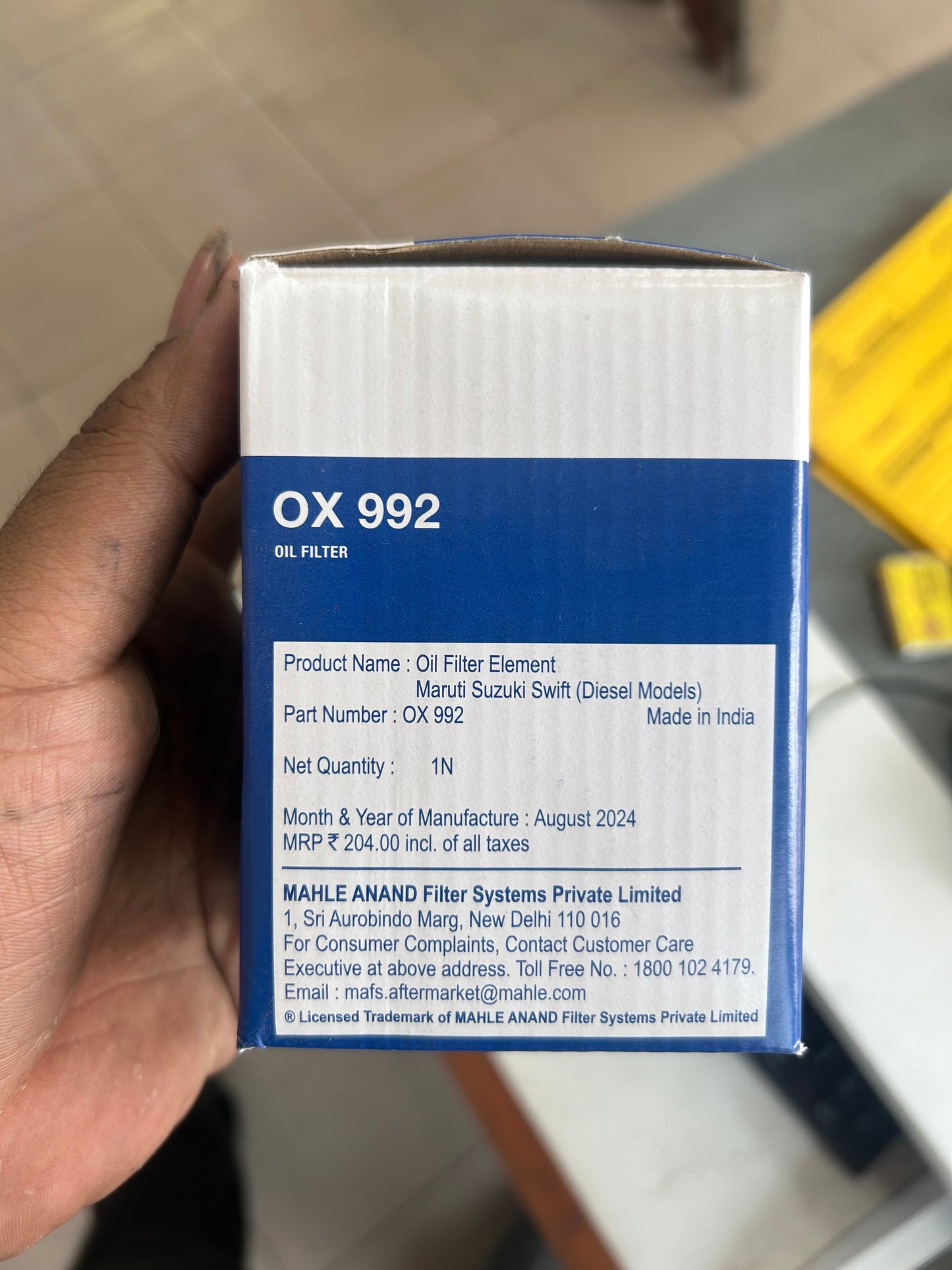 Mahle OX 992 Oil Filter Element – For Maruti Suzuki Swift, Dzire, Ritz, Ertiga 1.3 DDiS Diesel Engine (Fiat Multijet)