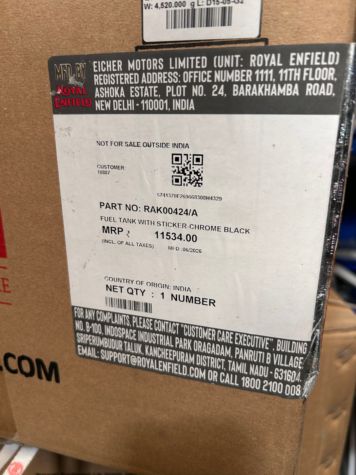 Royal Enfield Classic 350 EFI BS6 Chrome Black Genuine Fuel Tank with Sticker | RAK00424/A