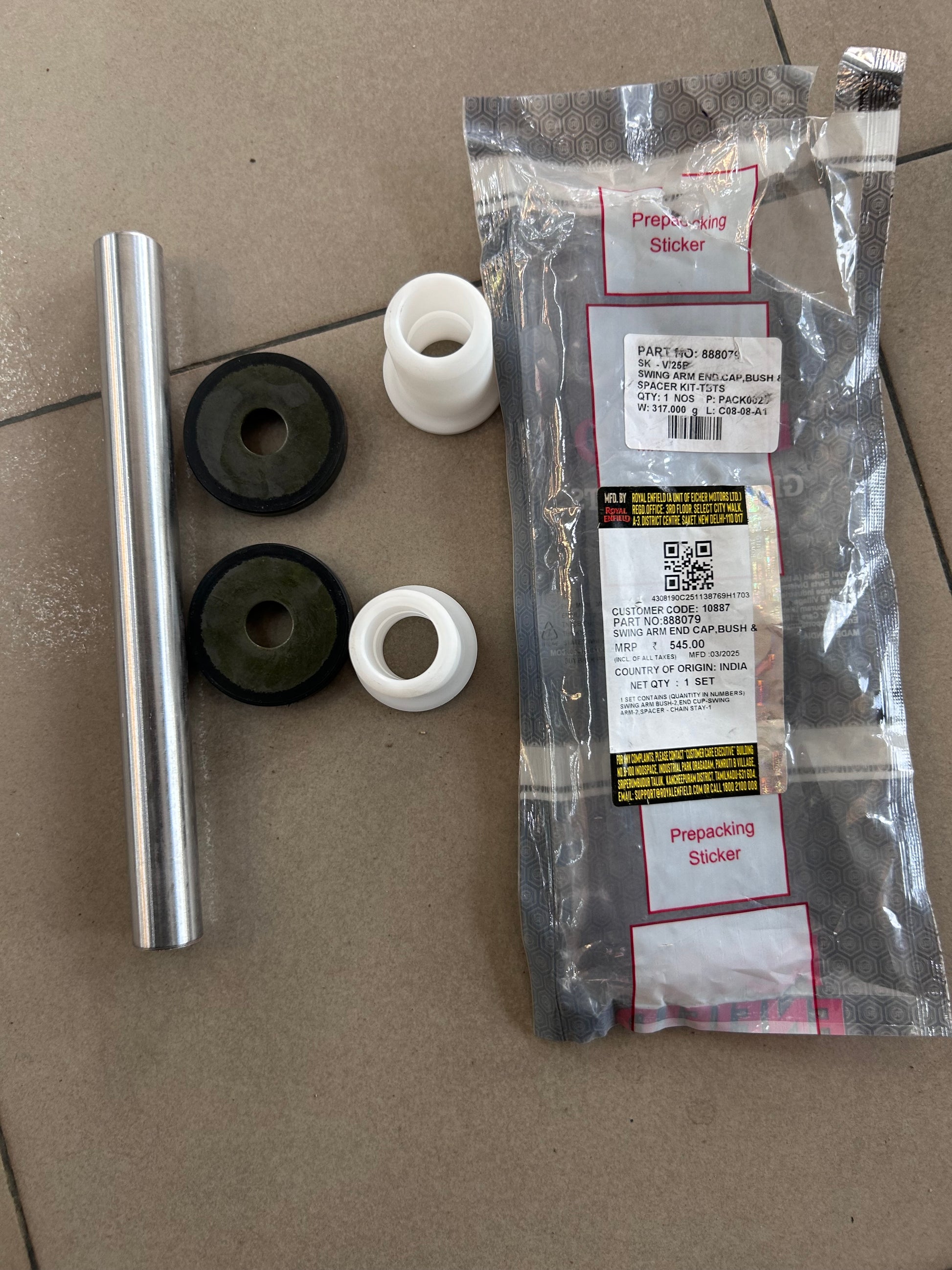 Royal Enfield Swing Arm End Cap, Bush & Spacer Kit 888079 – Genuine OEM Part for Classic, Bullet, Thunderbird, and Electra UCE Models