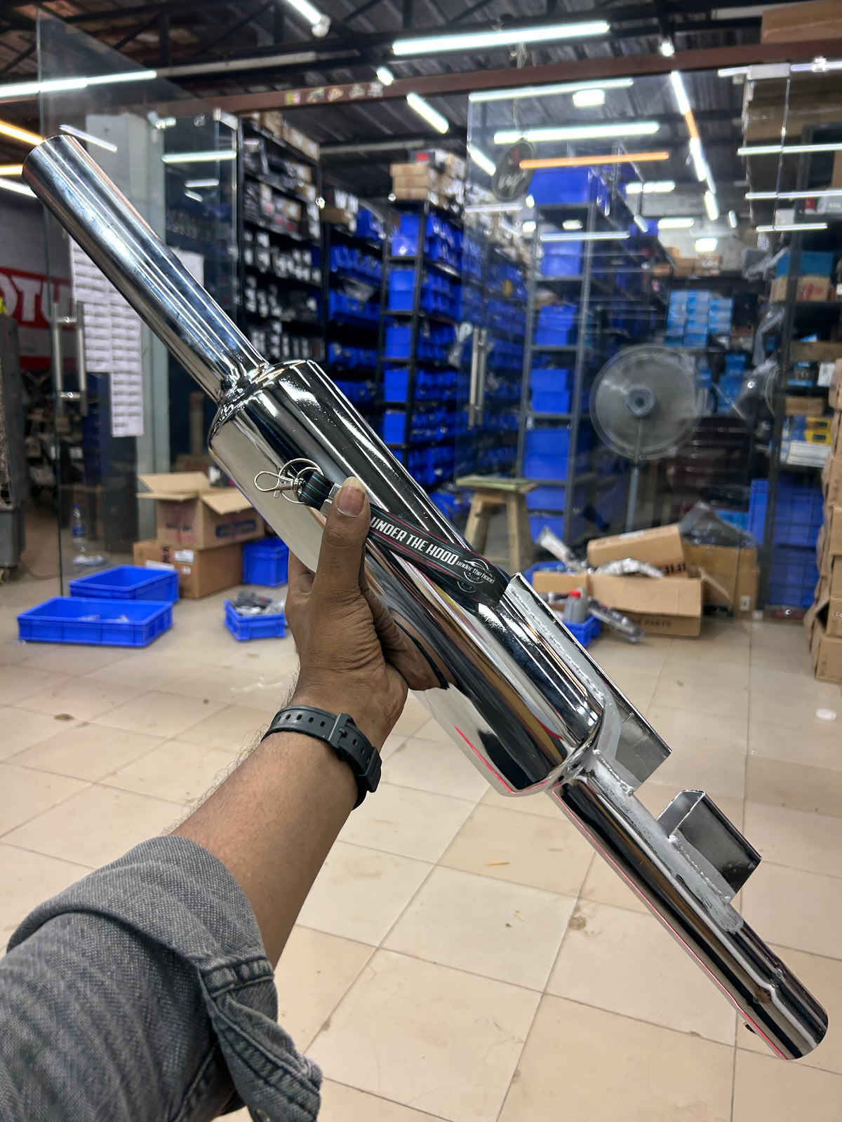 Silman SILPOWER Chrome Short Bottle / Short Punjab Silencer for Royal Enfield UCE Classic 350/500, Bullet Standard & Electra