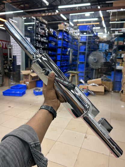 Silman SILPOWER Chrome Short Bottle / Short Punjab Silencer for Royal Enfield UCE Classic 350/500, Bullet Standard & Electra
