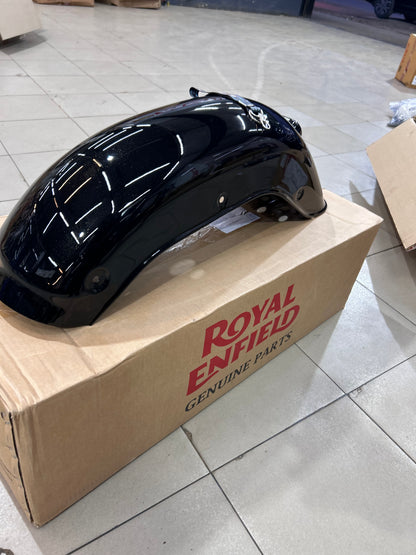 Royal Enfield RAQ00952/A Rear Mudguard with Sticker – Metallic Gloss Black – Bullet 350 Standard Black (J-Series BS6) – Genuine OEM