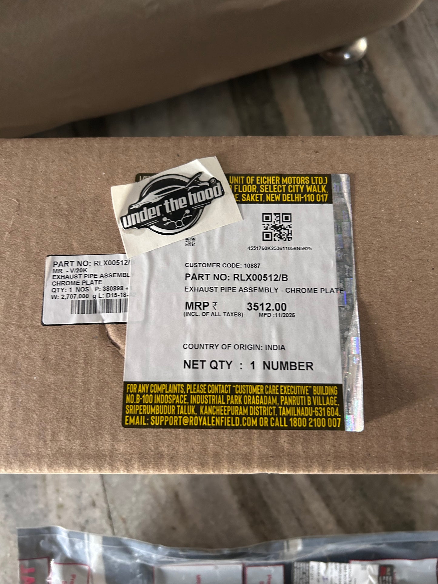 Royal Enfield RLX00512/B – Exhaust Pipe Assembly (Chrome Plate) – OEM for Reborn Classic 350 , New Bullet 350, & Meteor 350