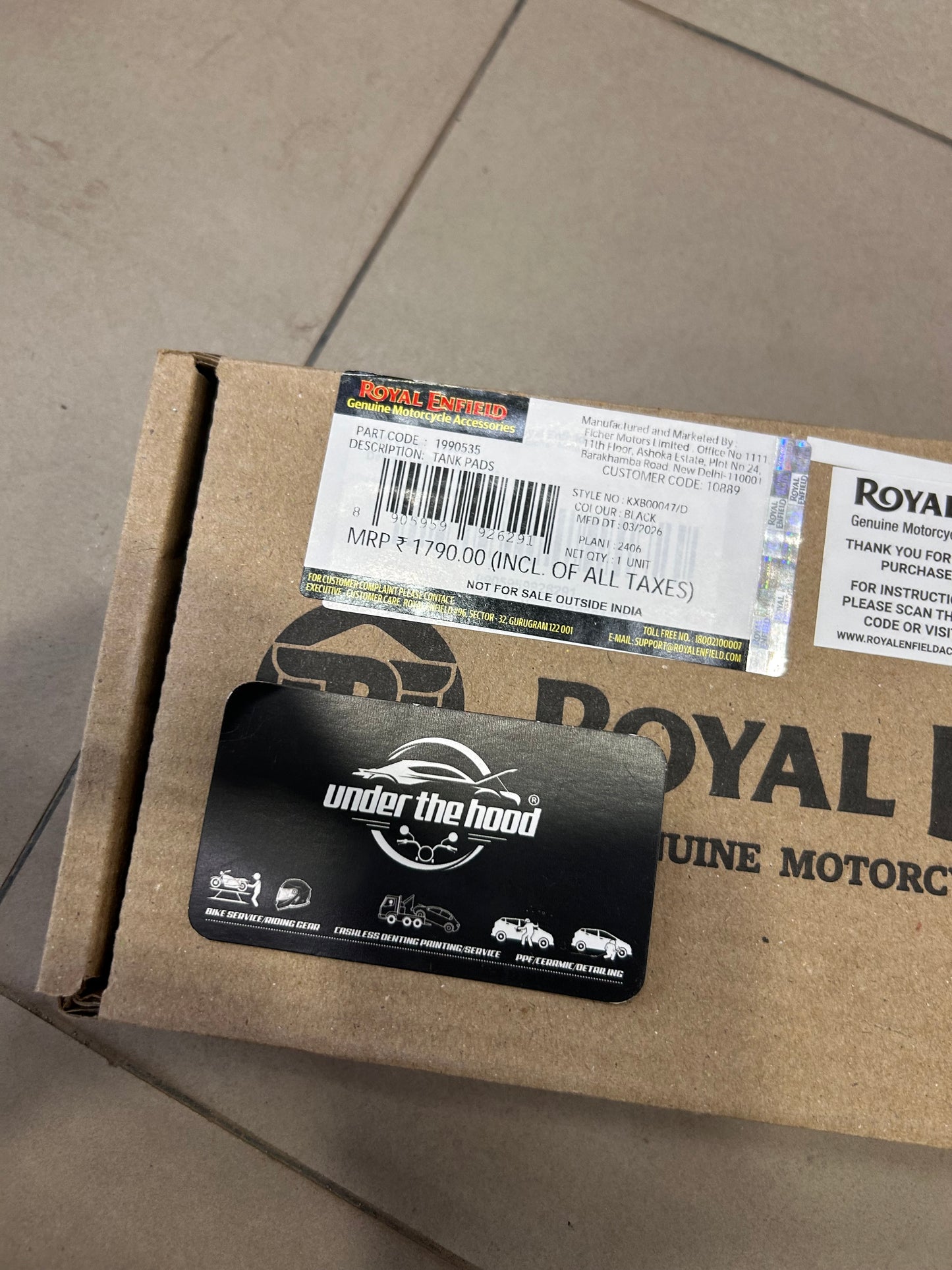 Royal Enfield 1990535 Black Tank Pads — OEM Knee Grip Pads for Interceptor 650 & Bear 650