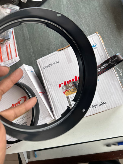 Uno Minda Headlight Rim Set (Inner + Outer) Black for Royal Enfield Classic 350 UCE – RE-143-HLR-I + RE-143-HLR-O (7" Headlamp Ring/Bezel)