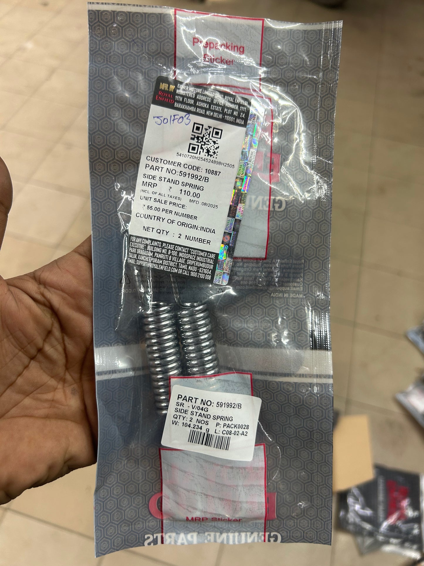 Royal Enfield 591992/B Side Stand Spring – Chrome Return Spring for Classic, Bullet, Meteor, Hunter (UCE & J-Series)