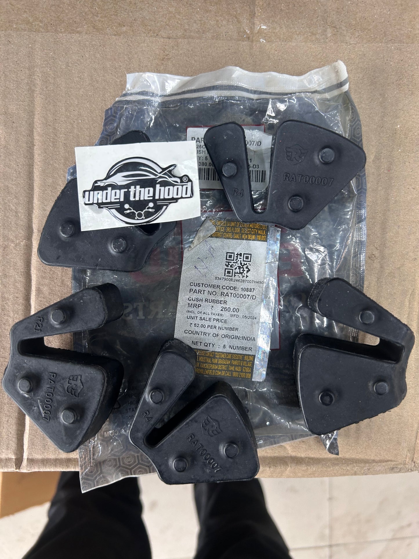RAT00007/D Cush Rubber – RE Super Meteor, Interceptor Bear, Shotgun & Classic 650