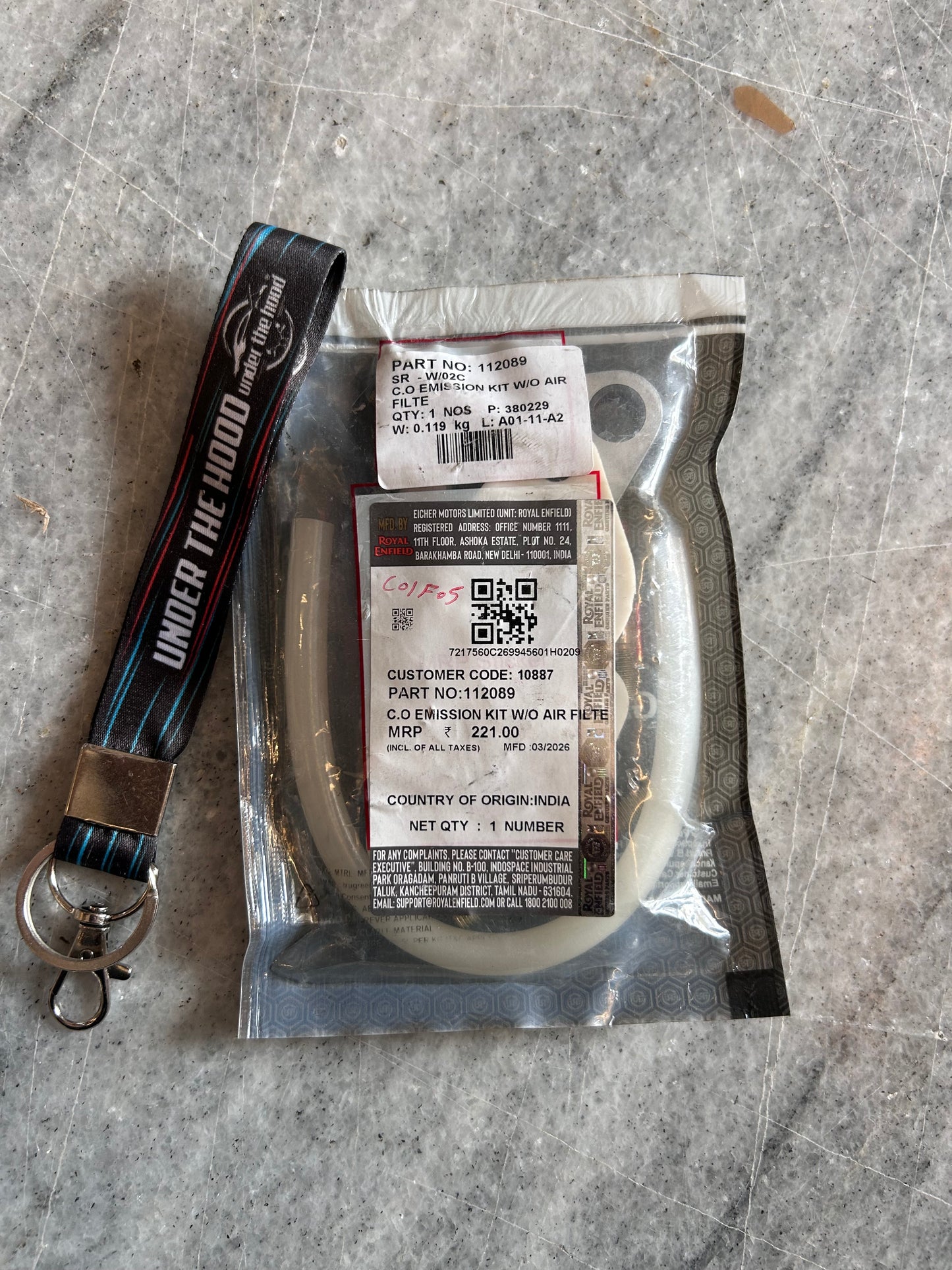 Genuine Royal Enfield C.O Emission Kit (Without Air Filter) / Carburettor Flange Assembly VM24 | Bullet 350 (CI) / Electra 4S / Machismo | 112089
