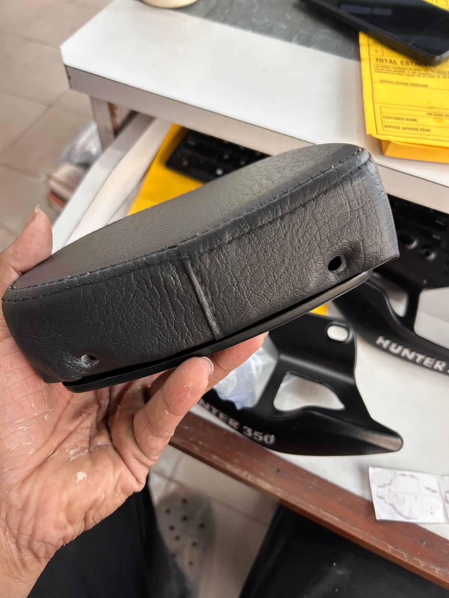 Hunter 350 Backrest with Black Cushion for Hunter 350 Bike Heavy Pillion Back Aluminium Support(Black Pack of 1)