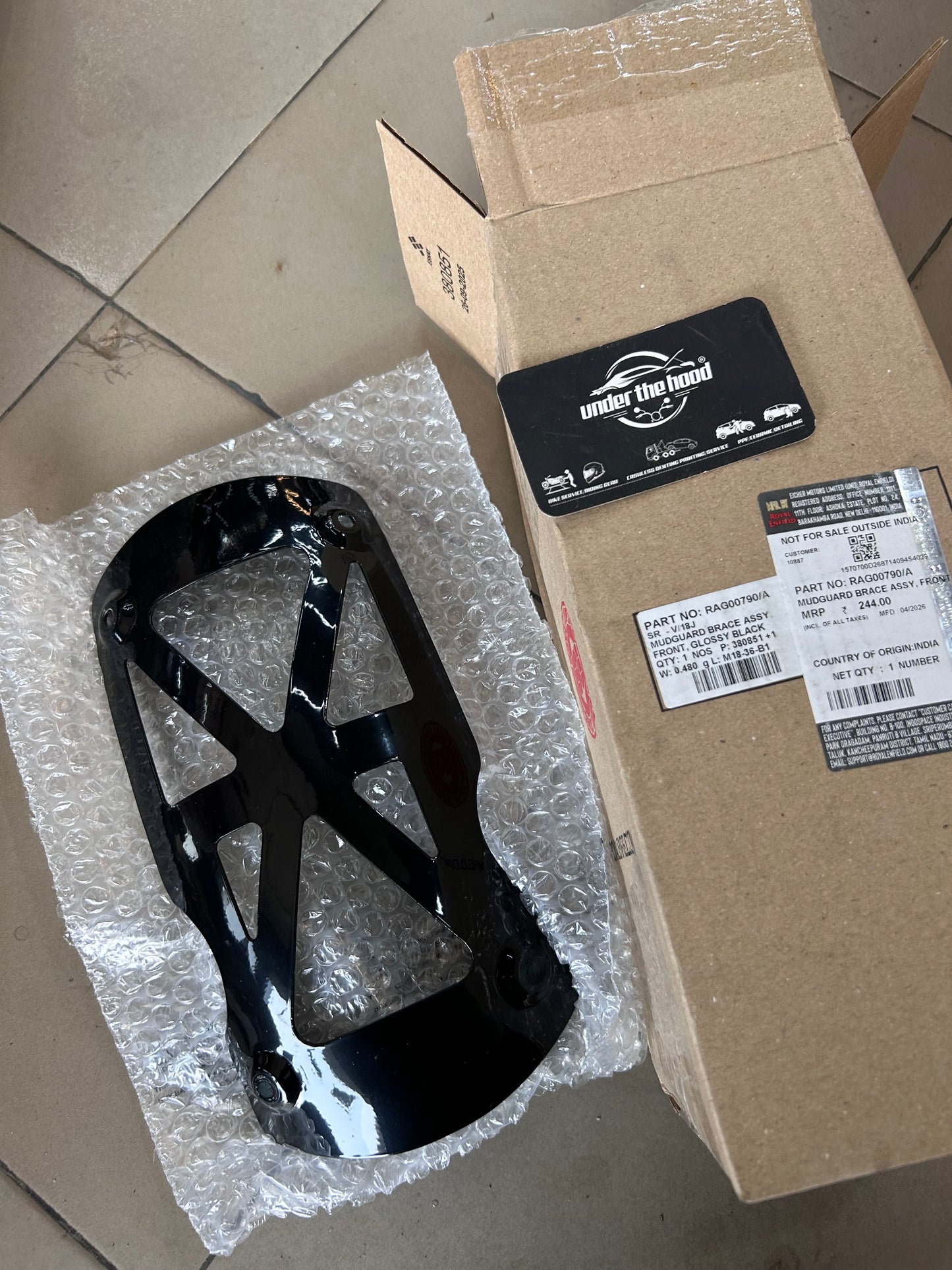 Royal Enfield Front Mudguard Brace Glossy Black RAG00790/A for Bear 650