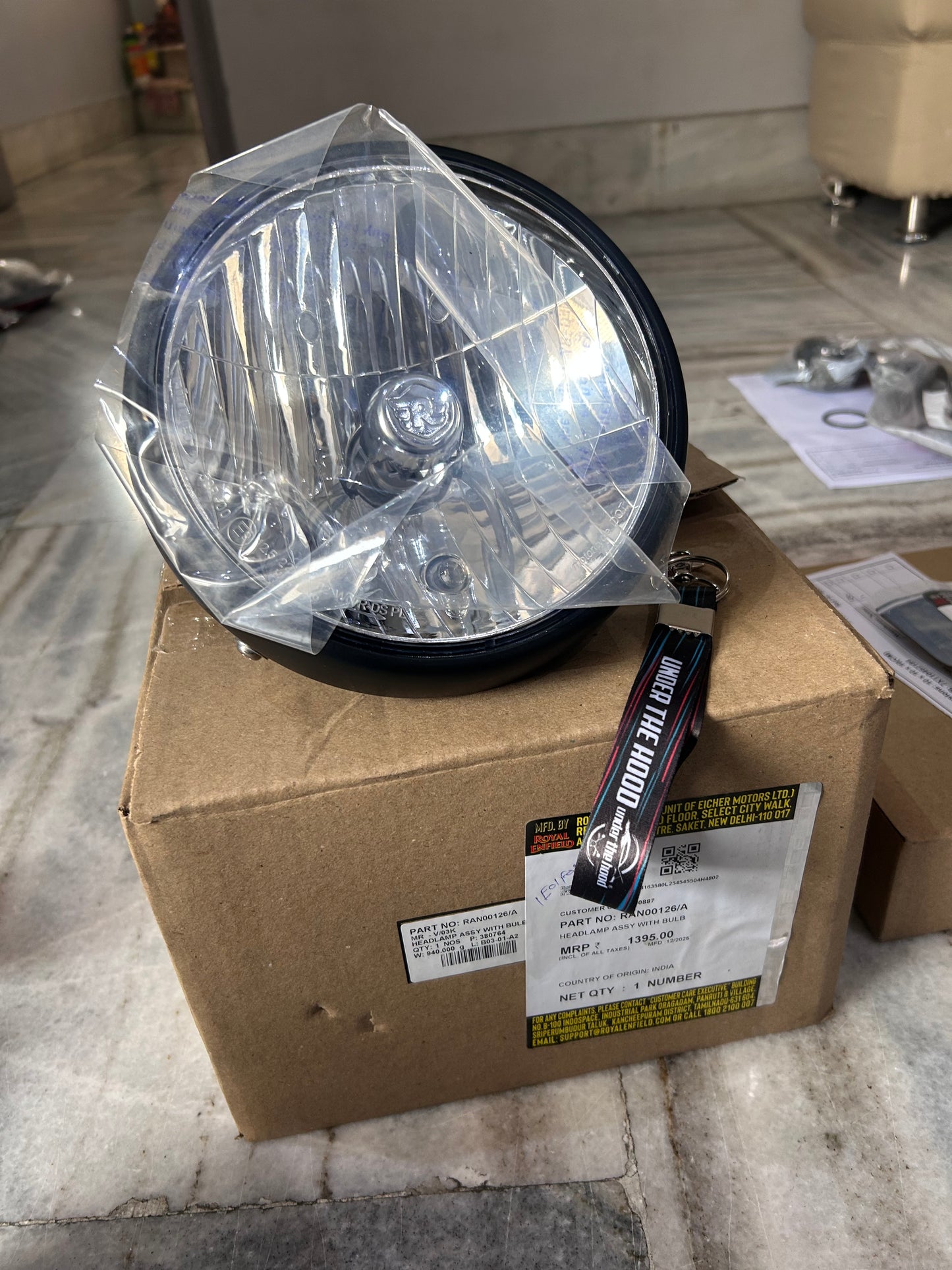Royal Enfield RAN00126 / RAN00126/A – Headlamp Assembly with Bulb (Black Housing) for Hunter 350 BS6 (J-Series) – Genuine OEM Headlight