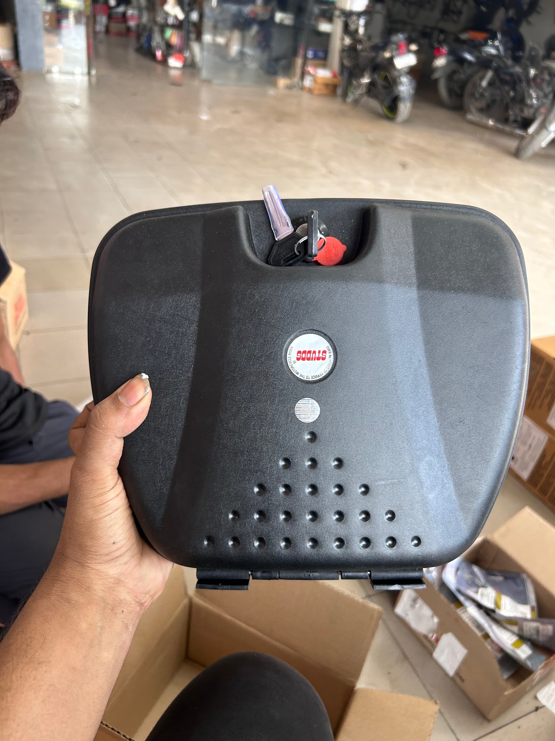 Studds Vault Motorcycle Storage Box with Tamper-Proof Lock – Top View