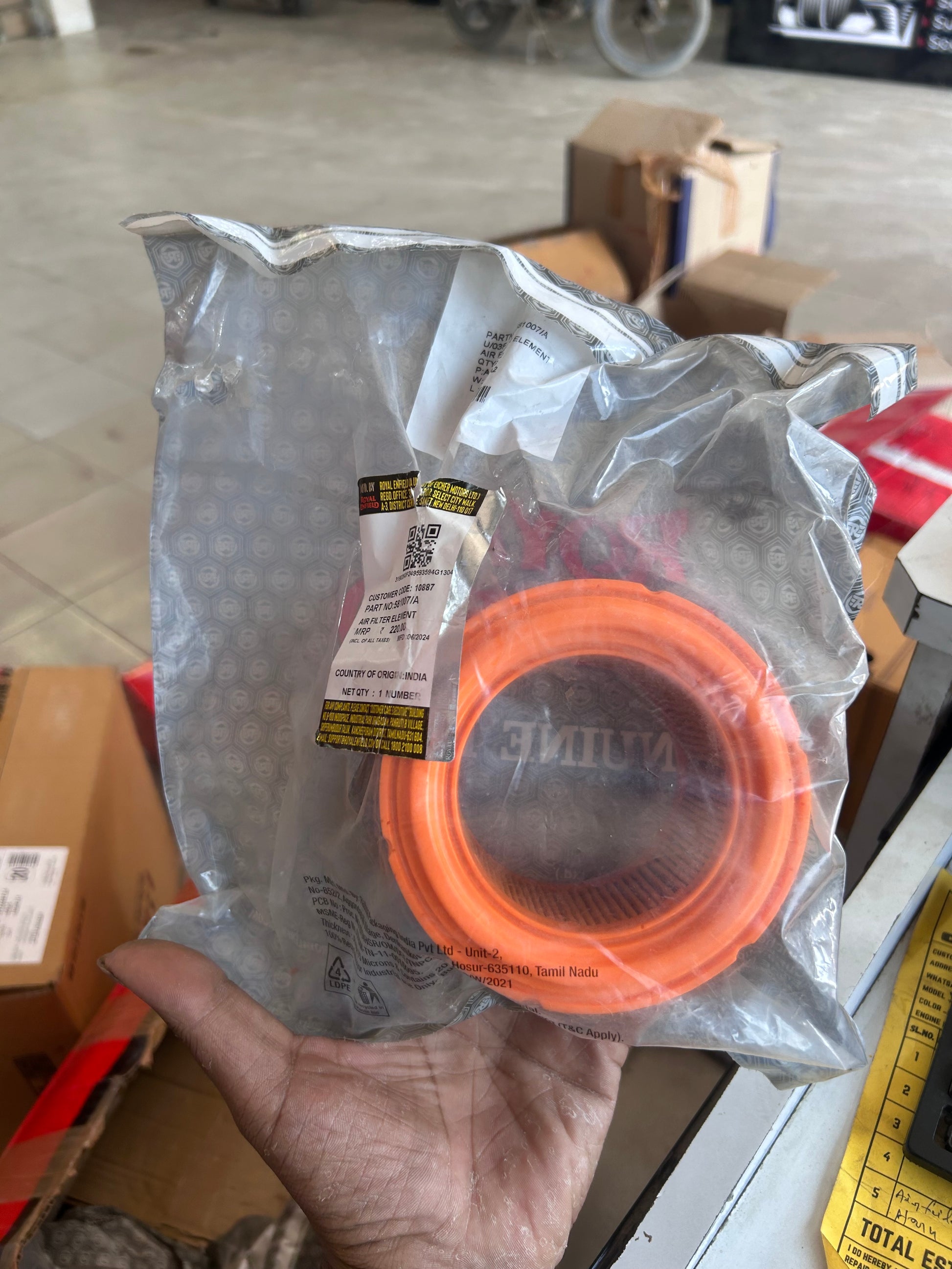 Royal Enfield 581007/A – Air Filter Element OEM for Classic 350 EFI,  Classic 500 EFI, Bullet 500 EFI (UCE)