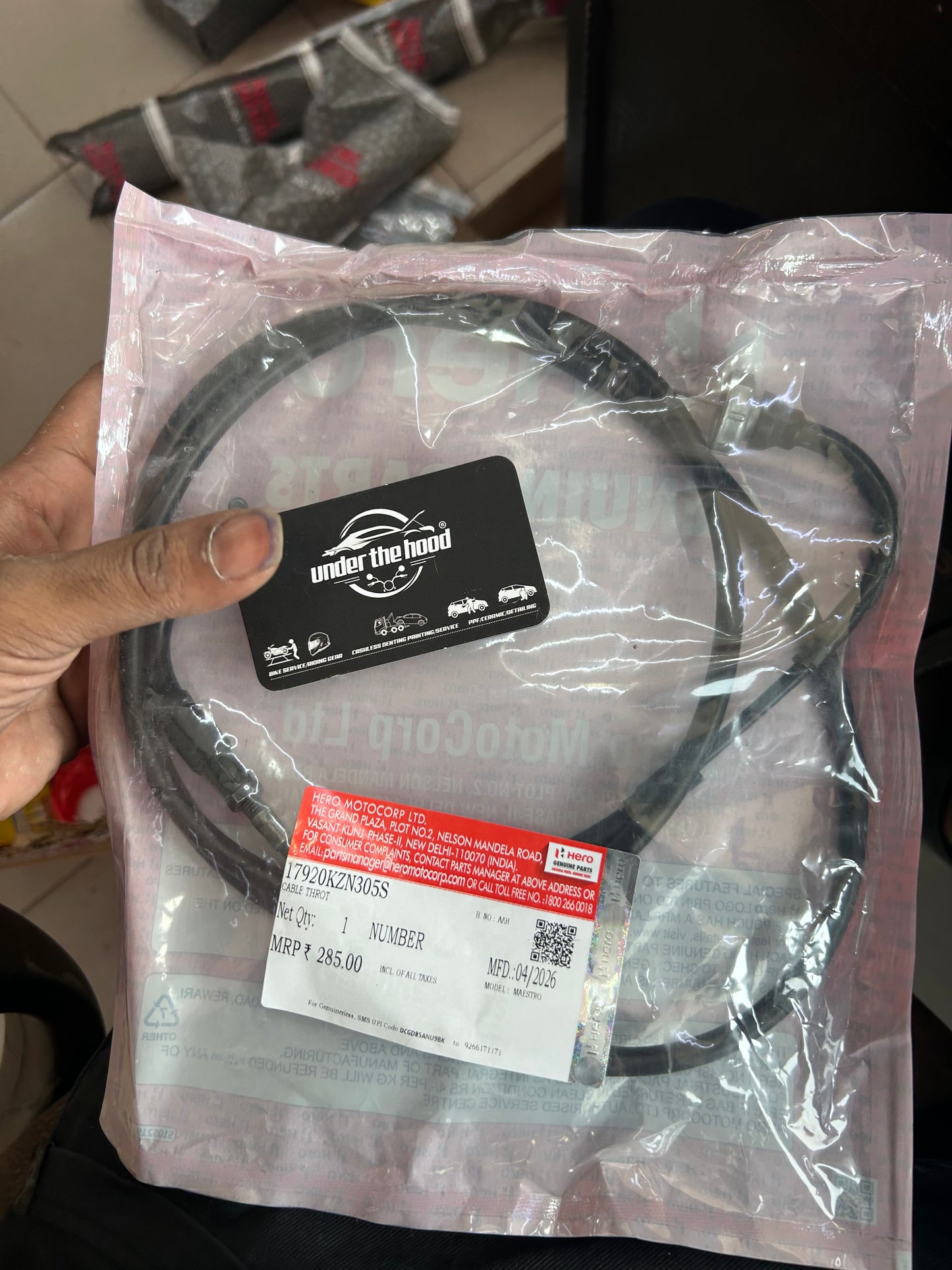 Hero Genuine Throttle Cable Set for Maestro | Accelerator Cable / Cable Set Throttle | 17920KZN305S