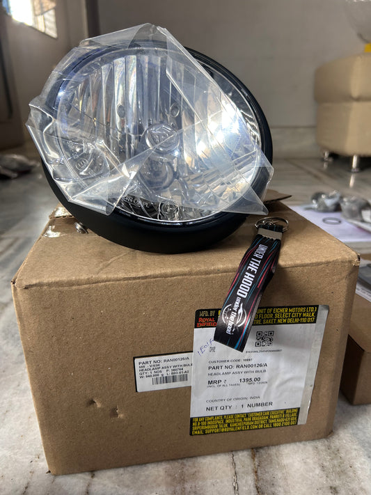 Royal Enfield RAN00126 / RAN00126/A – Headlamp Assembly with Bulb (Black Housing) for Hunter 350 BS6 (J-Series) – Genuine OEM Headlight