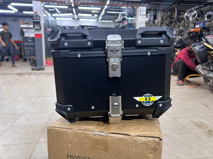 BS Auto 45L Aluminium Top Box – Black & Silver | Waterproof, Secure, Touring Luggage Case