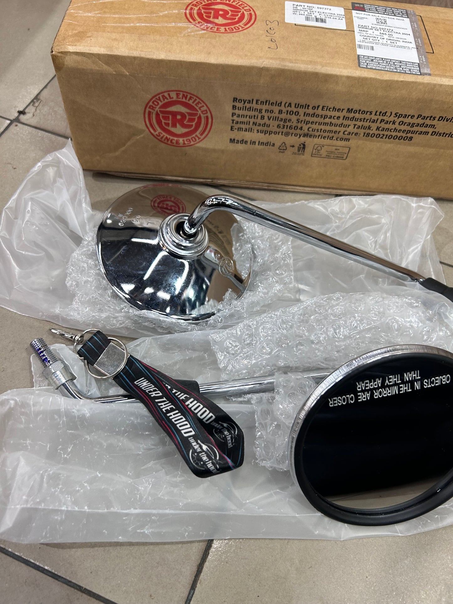 Rear View Mirror Set (LH+RH, Chrome) for Royal Enfield Electra 4S (Carb/Old Type) – 597372 (Mirror Set Electra 2004)