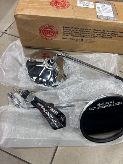 Rear View Mirror Set (LH+RH, Chrome) for Royal Enfield Electra 4S (Carb/Old Type) – 597372 (Mirror Set Electra 2004)
