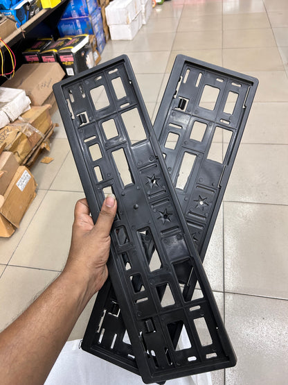 Black Number Plate Frame for Car & Bike – Rust-Free, Premium Plastic (Set of 2 for Cars | Single or Combo Option for Bikes)