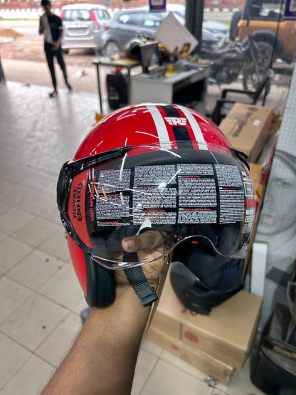 Royal Enfield Jet 1901 Open Face Helmet (Dual Wing, Red, XL – 62cm) – ISI & DOT Certified
