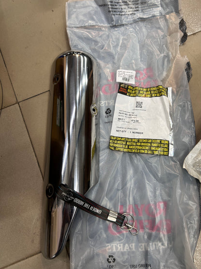 Royal Enfield Silencer Guard Assembly (591871/C) – Classic 350/500 & Bullet 350/500 – OEM Chrome Cover for BS3 & BS4 UCE Models