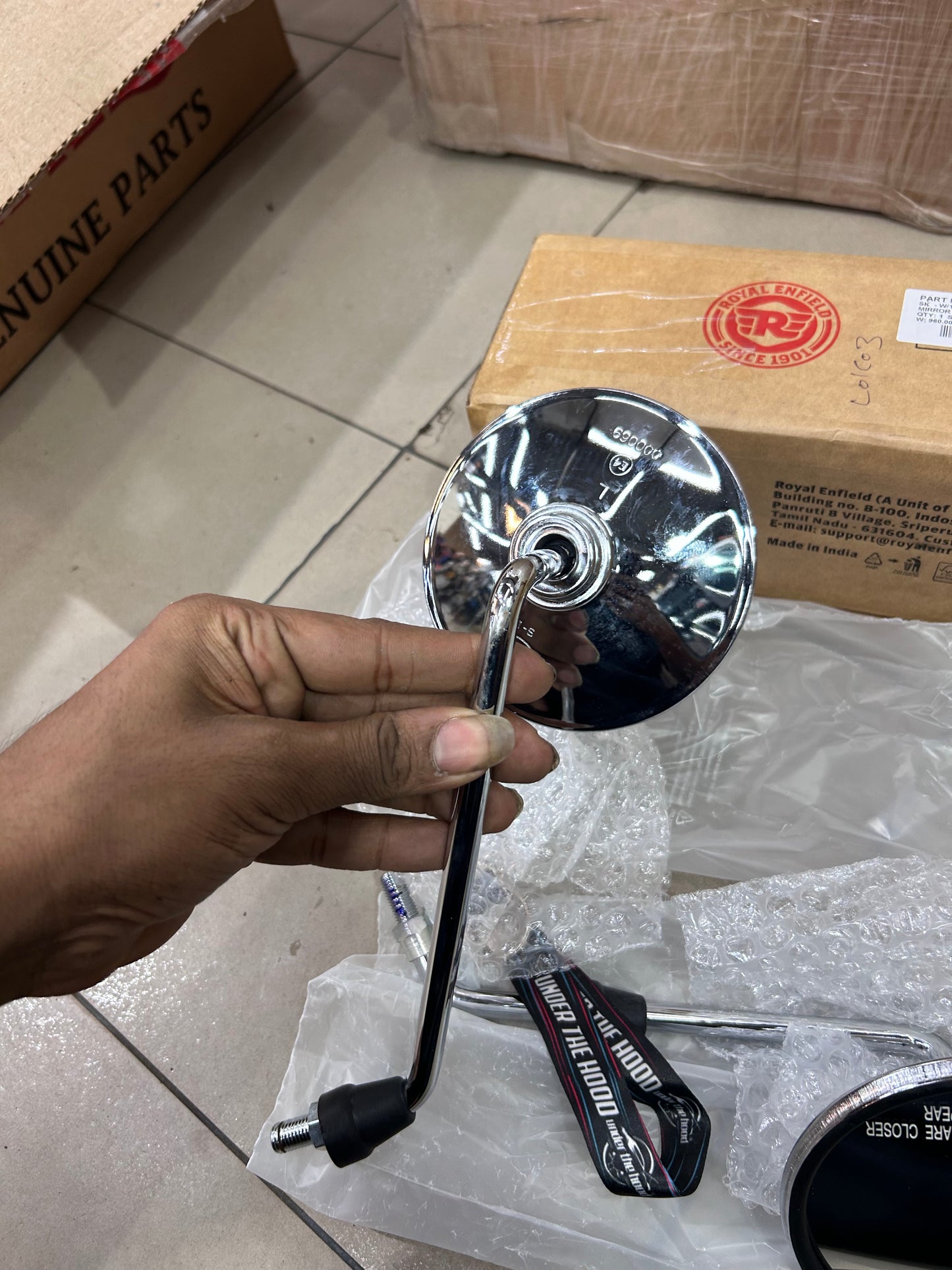 Rear View Mirror Set (LH+RH, Chrome) for Royal Enfield Electra 4S (Carb/Old Type) – 597372 (Mirror Set Electra 2004)