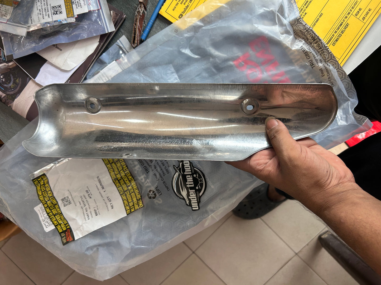 Royal Enfield Silencer Guard Assembly (591871/C) – Classic 350/500 & Bullet 350/500 – OEM Chrome Cover for BS3 & BS4 UCE Models