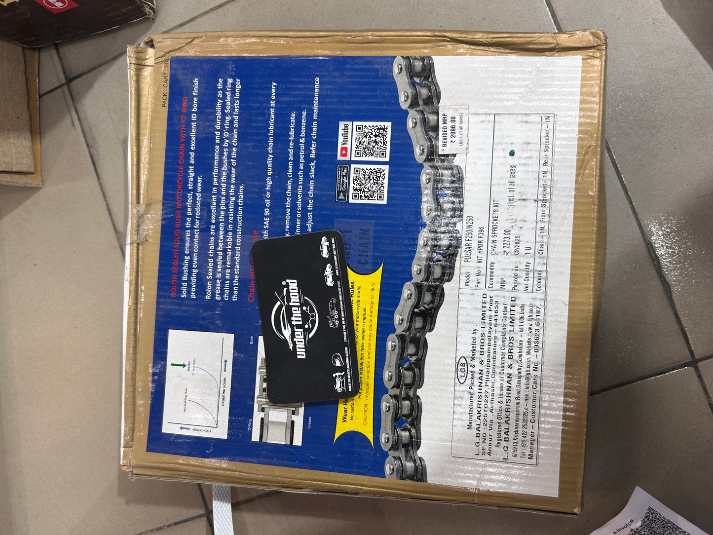 Rolon HPOR F396 High Performance Chain & Sprocket Kit for Bajaj Pulsar F250 / N250 (R520HPORC 110L / 15T / 44T)