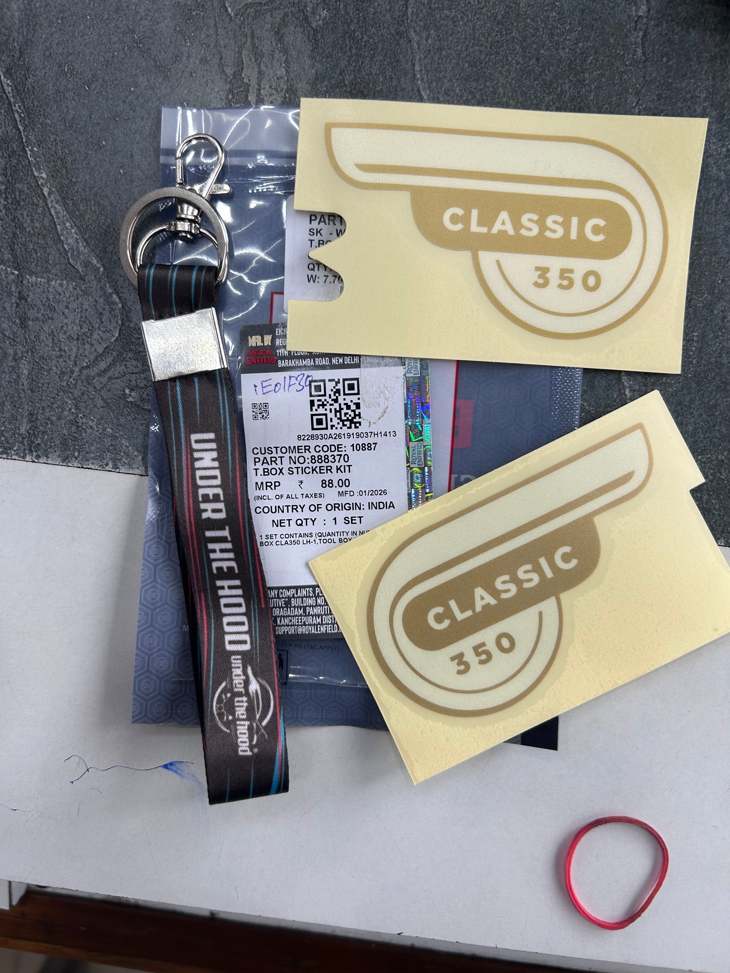 Royal Enfield Genuine Tool Box Sticker Kit for Classic 350 (Black/Maroon/Blue) BVI – 888370