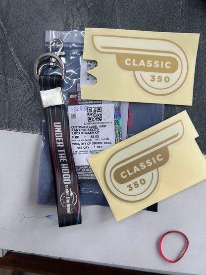 Royal Enfield Genuine Tool Box Sticker Kit for Classic 350 (Black/Maroon/Blue) BVI – 888370