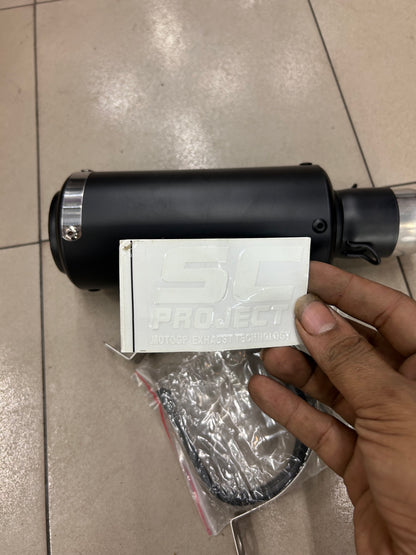 SC Project Style Short Can Exhaust – Universal 51mm Fit for Royal Enfield, KTM, Yamaha, Bajaj, Honda & More – Matte Black, Race Sound