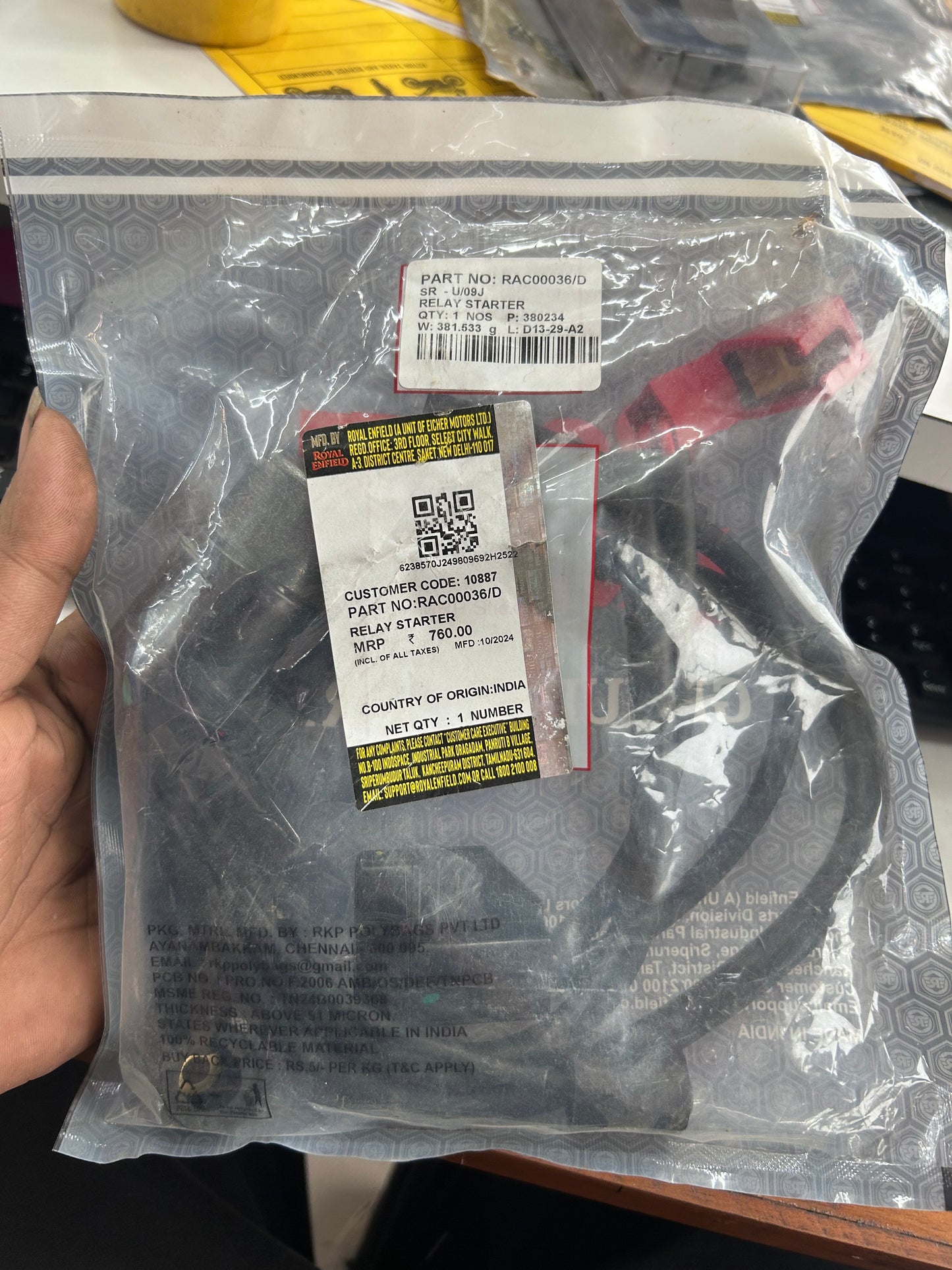 Royal Enfield Starter Relay – RAC00036/D (BS4 Models) | Genuine OE Replacement