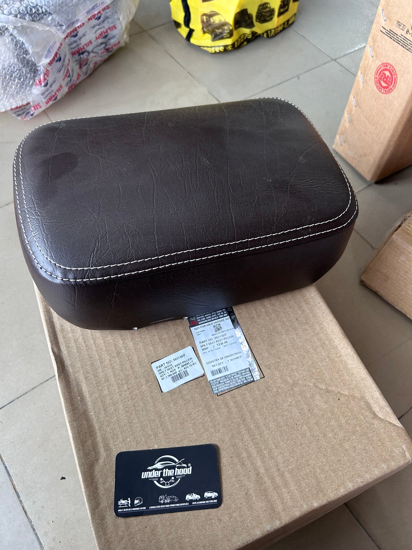 Royal Enfield Classic 350 / Classic 500 UCE Pillion Split Seat Brown – Genuine OEM Rear Seat 593130/F