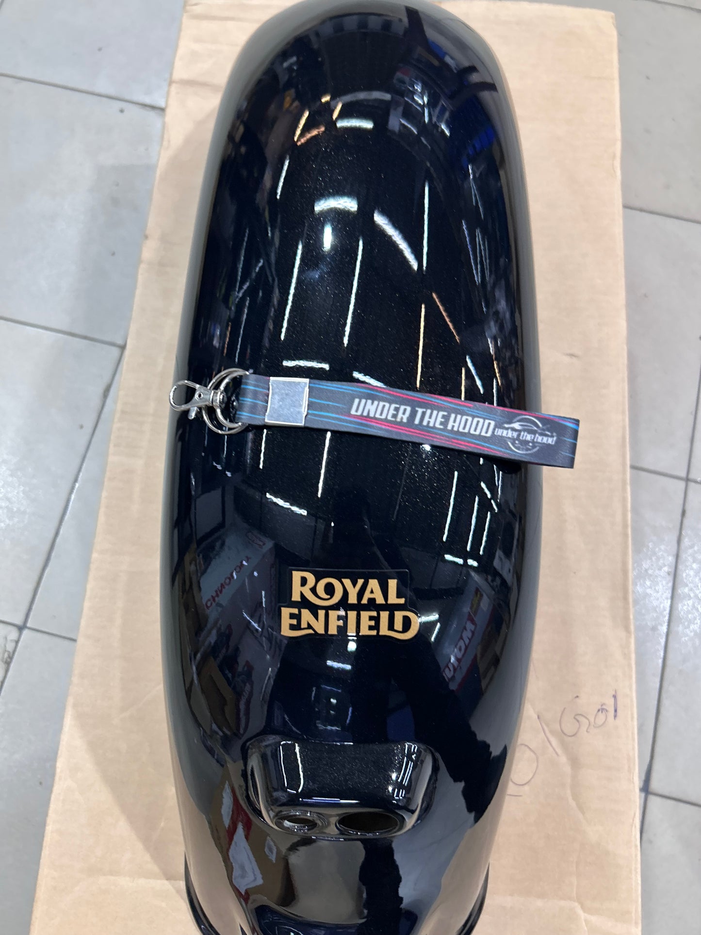 Royal Enfield RAQ00952/A Rear Mudguard with Sticker – Metallic Gloss Black – Bullet 350 Standard Black (J-Series BS6) – Genuine OEM